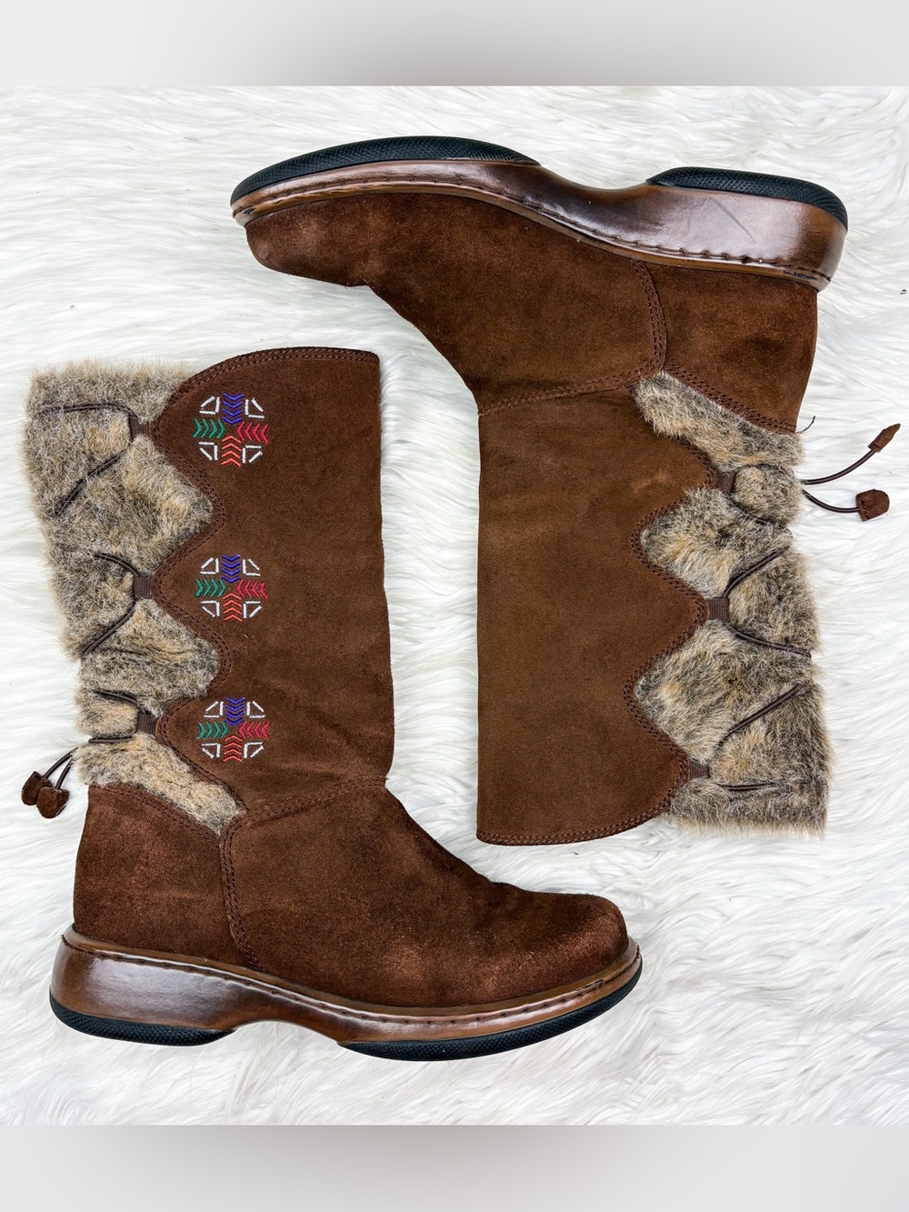 Dansko Fyodora Boots Tribal Boho Native Embroidered Suede Fur Orthopedic Arch
